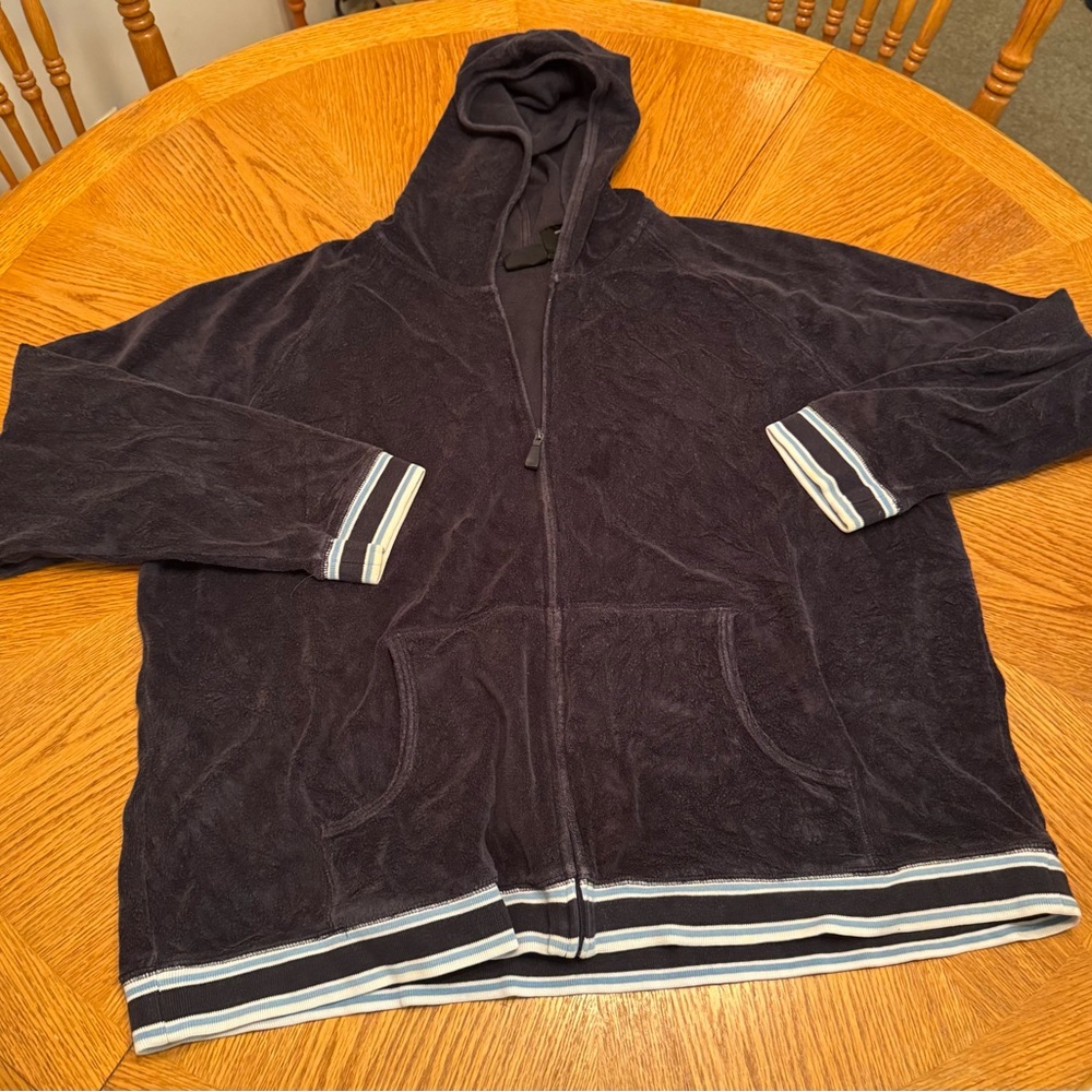 St John’s Bay Plus Size Blue velour zip up sweatshirt hoodie 3XL